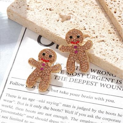 2025 Novos Brincos de Natal Doce Fofo Metal Homem de Gengibre de Natal