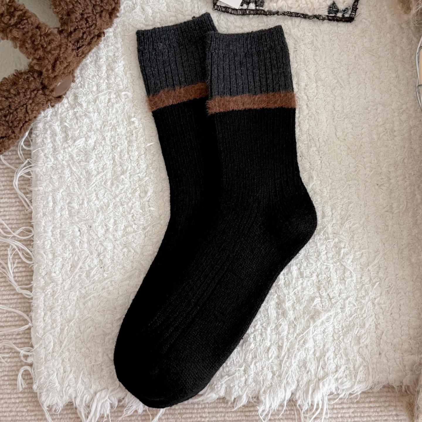 

No~ This Plush Striped Sock Is Too Amazing! It S Thick And Looks Good~ Wool Socks Keep Children Warm One size fits all