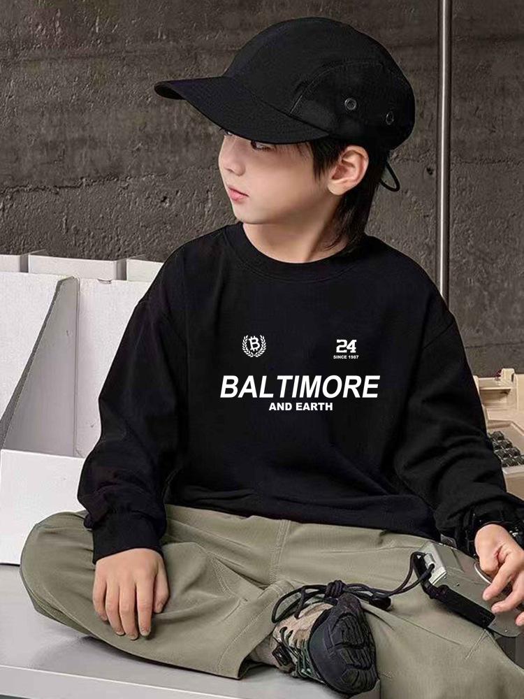 Boys' Long-Sleeve White T-Shirt - Spring/Autumn 2025 Trendy Loose Fit