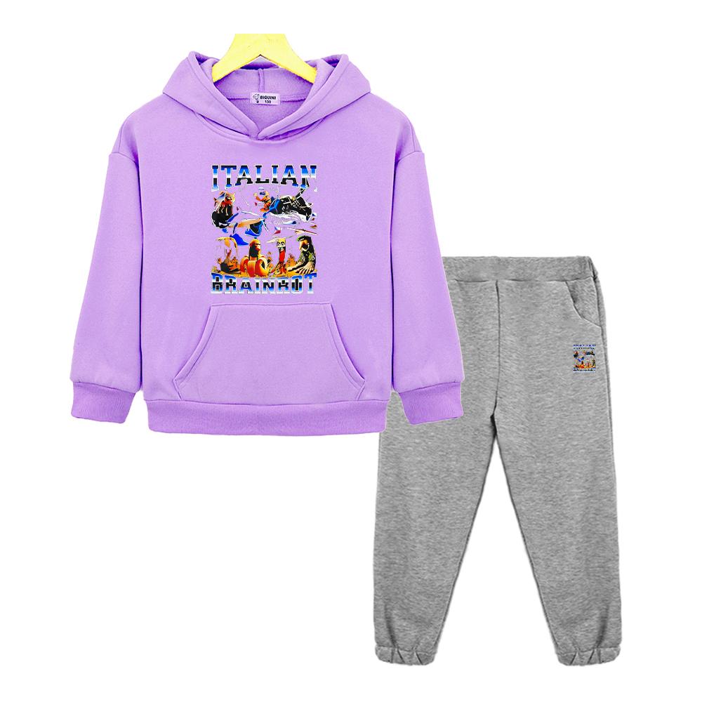 Italian Brainrot kids boutique clothes boys girls Hooded Sets Autumn Anime hoodie Fleece Sweatshirt Jacket 2pcs pullover+Pants
