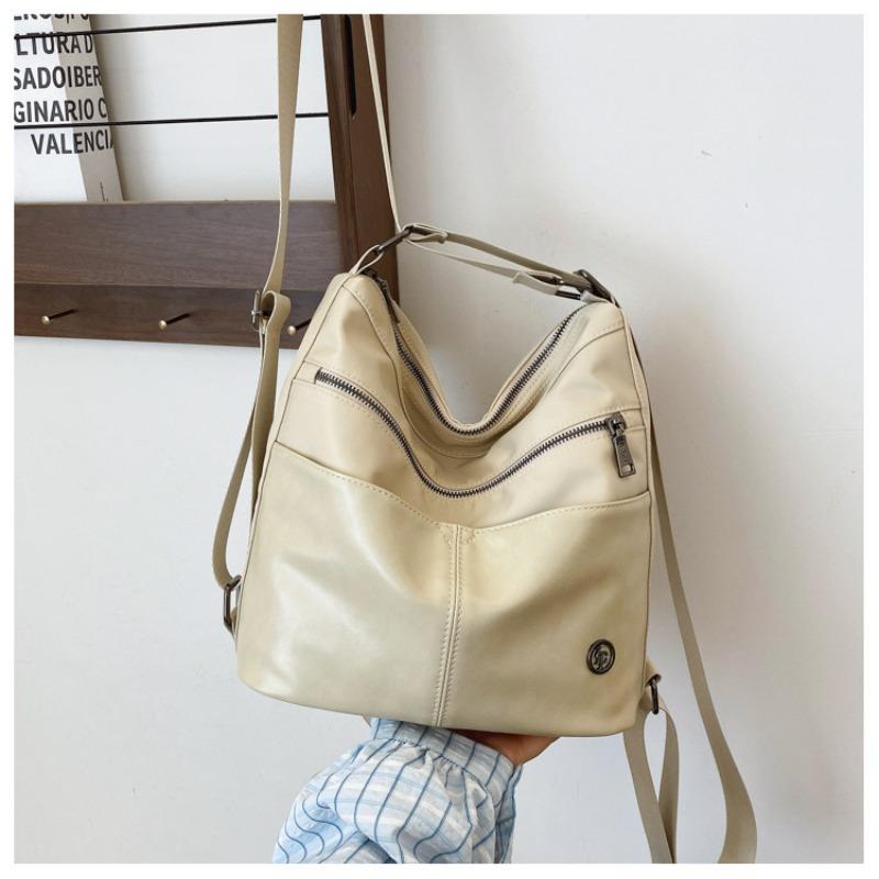 New fashionable multi-functional women's bag casual shoulder handbag trendy solid color large leather soft bag