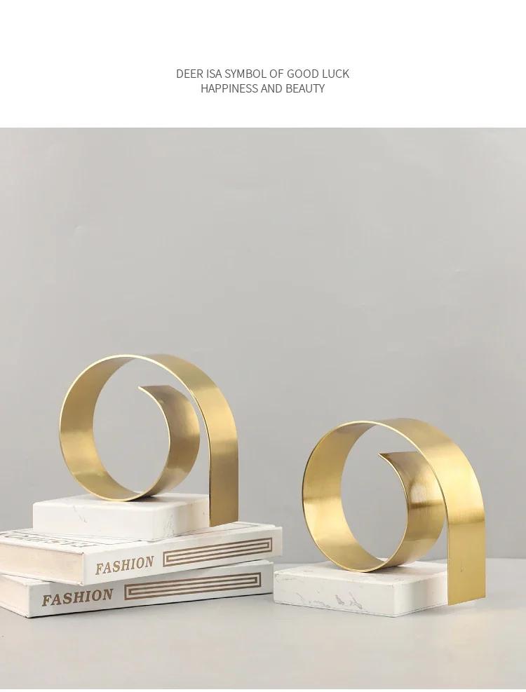 Golden Spiral Twist Ornaments Creative Bookend Marble Base Desk Decoration Library Bookshelves Bookend Room Aesthetic Decor