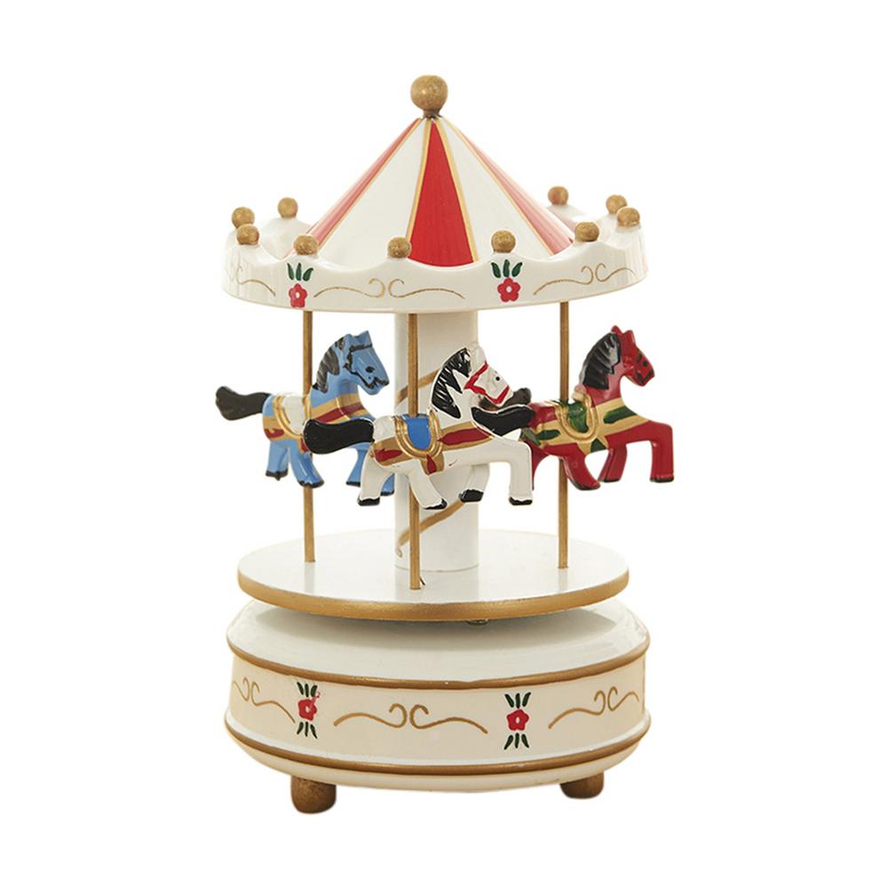 6 Colors Wooden Music Box Toy Child Baby Game Home Decor Carousel Horse Music Box Christmas Wedding Birthday Gift