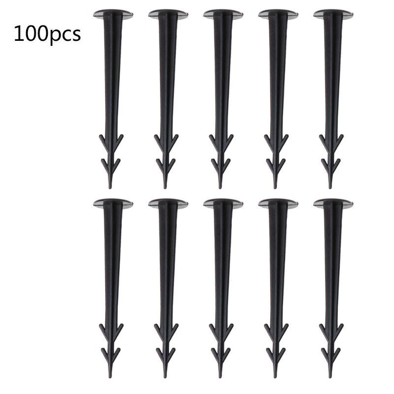 

100Pcs Plastic Garden Cover Cloth Securing Stakes Spikes Lawn Pins Pegs Sod Stap For Fixing Turf on Garden And School Playground чорний