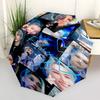 1pc   Kpop Umbrella Portable Folding Umbrella Iron Frame Hole Bone Structure Outdoor Home Umbrella