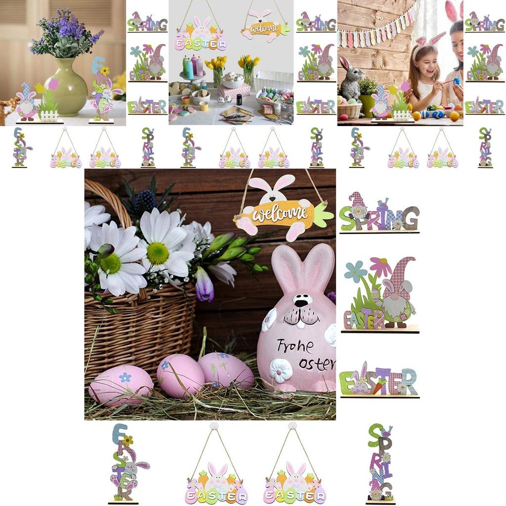 Eco-friendly Painted Wooden Easter Bunny Table Toppers For Decor