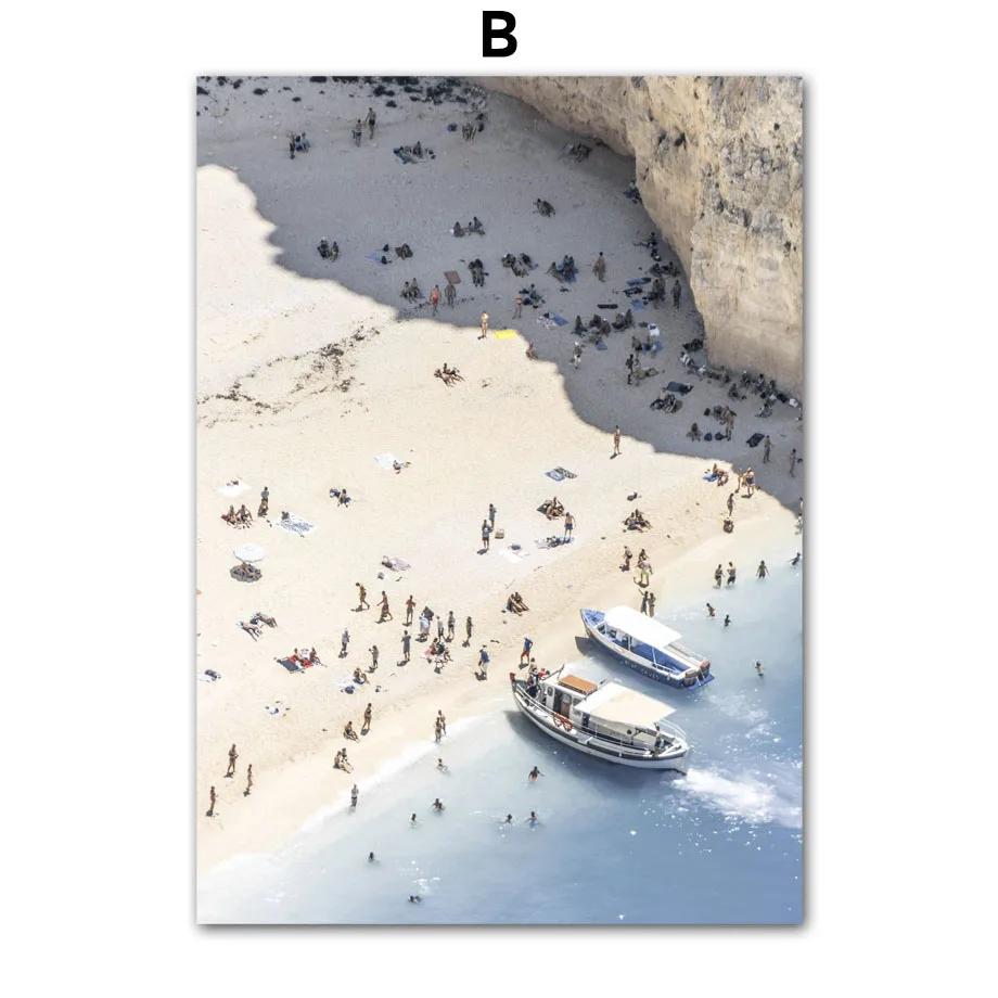 Sea Beach Bathing Place Boat Coconut Ocean Posters And Prints Canvas Painting Nordic Wall Art Pictures For Living Room Decor