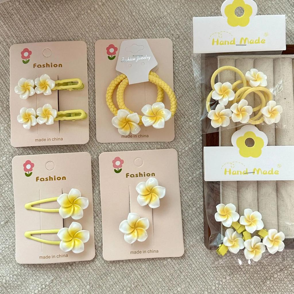 Sweet Cute Children Flower Hair Clip Women New Korean Temperament Rubber Band Hair Loop Beach Vacation Hair Accessories
