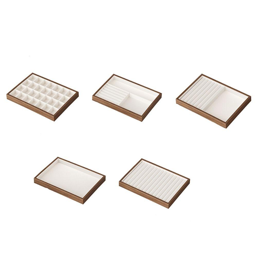 Velvet Ring Earring Holder Exquisite Jewelry Display Tray Multipurpose Wood Rings Tray  Desk