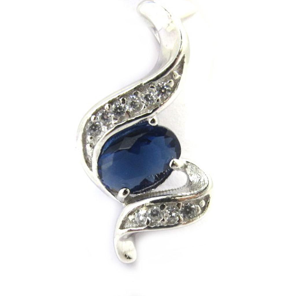 Les Trésors De Lily [M6183] - Silver Pendant 'Sissi' Silver-white Sapphire (rhodium-plated) - 18x9 Mm