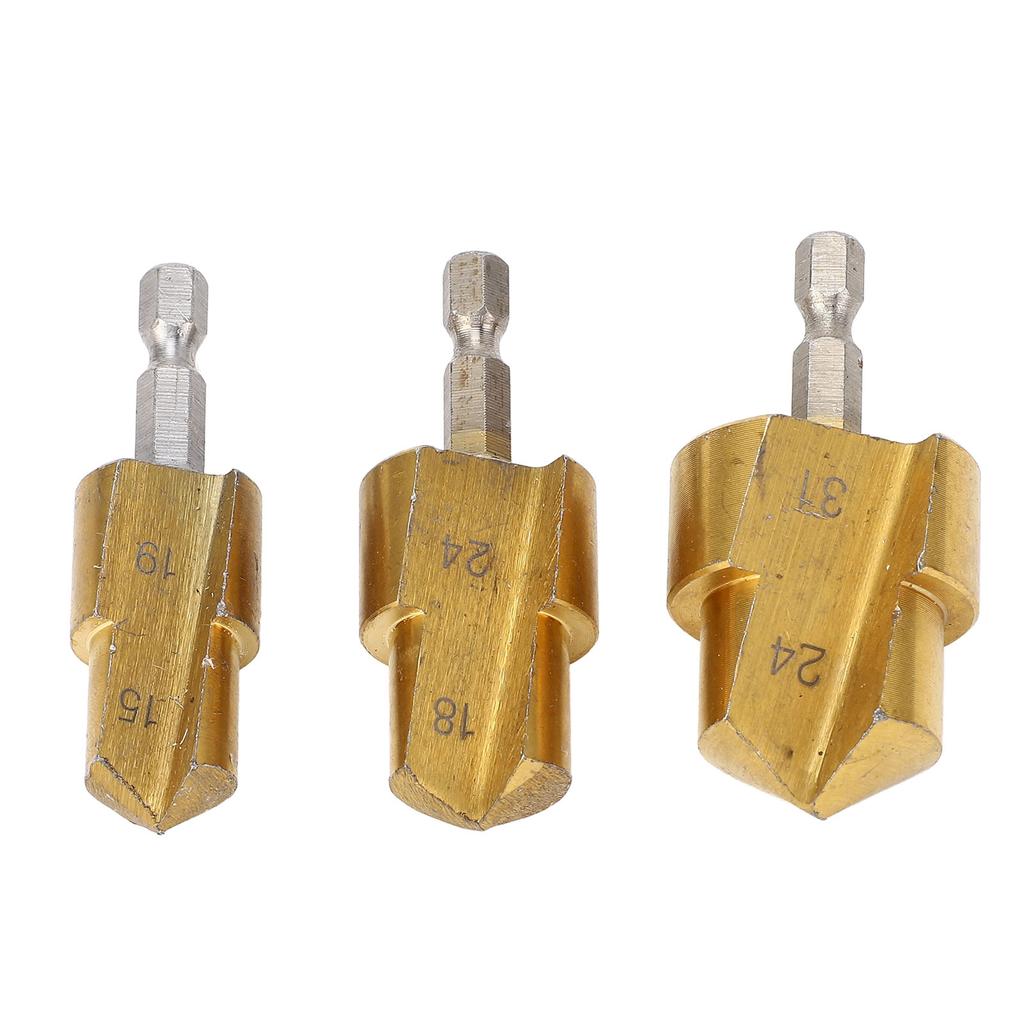 3PCS PPR Pipe Reamer Bits High Carbon Steel PVC Pipe Fitting Expander Step Drill Bit Kit Hex Shank 1