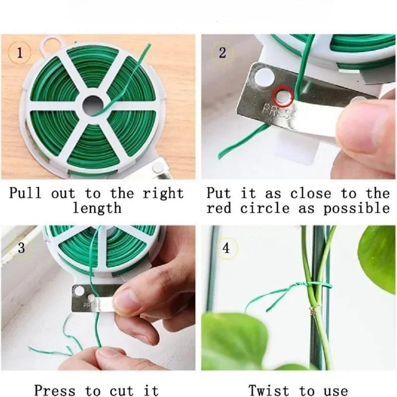 1Roll Multifunctional Plastic Steel Twist Ties, Sturdy Reusable Garden Plant Support Strap, 50/30/20M Length for Flower & Climbing Plants