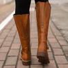Fashion Winter Women's Riding Boots Round Toe Chunky Heel Over-the-Knee High Boots Women's Buckle Platform Shoes Botas Mujer