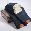 High-end winter velvet jeans loose straight elastic thickened warm cotton velvet long pants tide