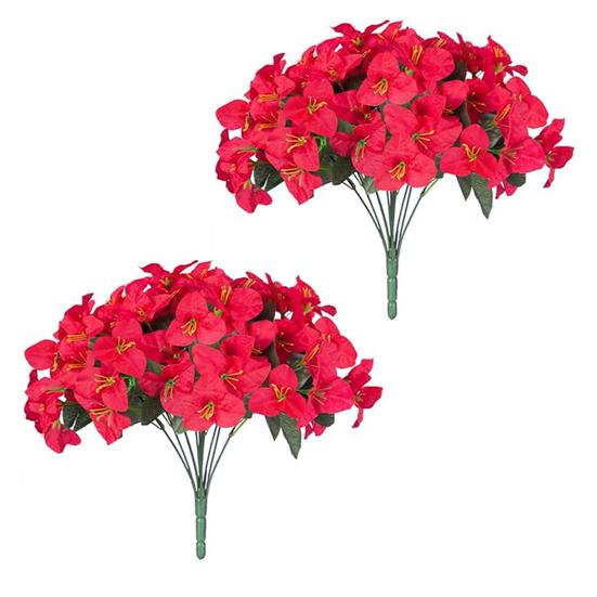 1/2Pcs Hanging Artificial Bougainvillea Speetabilis with Coconut Palm Flower Basket UV Resistant Fake Flower Indoor Outdoor Faux Bloom Decoration