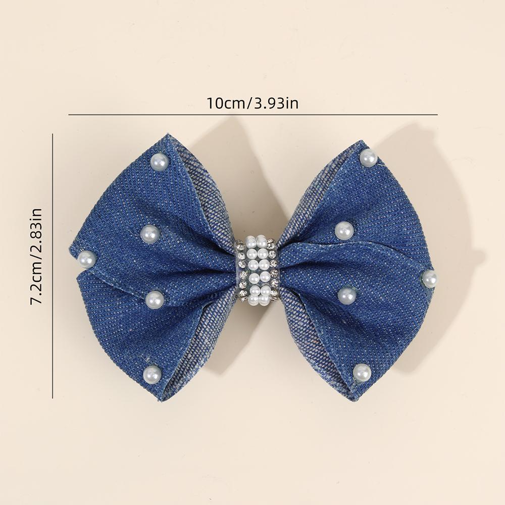 2 Stück Denim Schleifen Haarspangen Schick Elegant Vintage Perle Boho Haarnadel Für Mädchen Frauen Kinder y2k Tägliche Haaraccessoires Geschenk Ornament