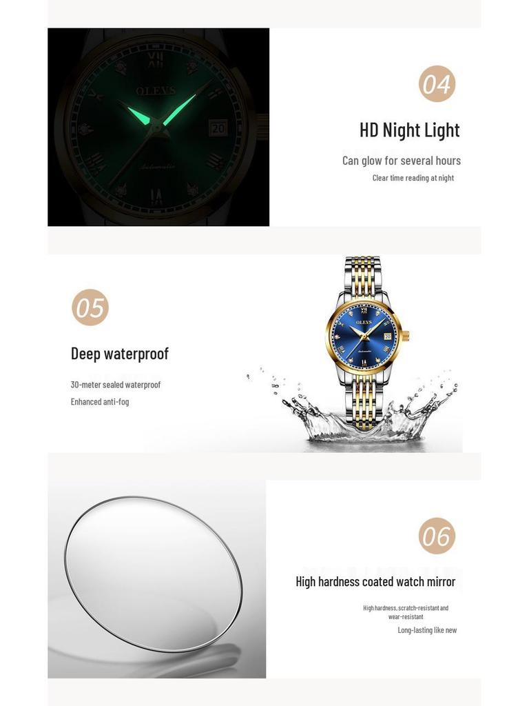 Oulishi Ladies' Automatic Diamond Roman Numeral Watch