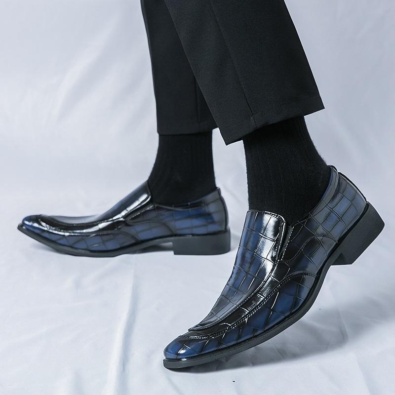 Fashion Designer New Men Dress Chelsea Leather Shoes For Male Luxury British Crocodile Pattern Oxfords Gentleman Wedding Prom Footwear