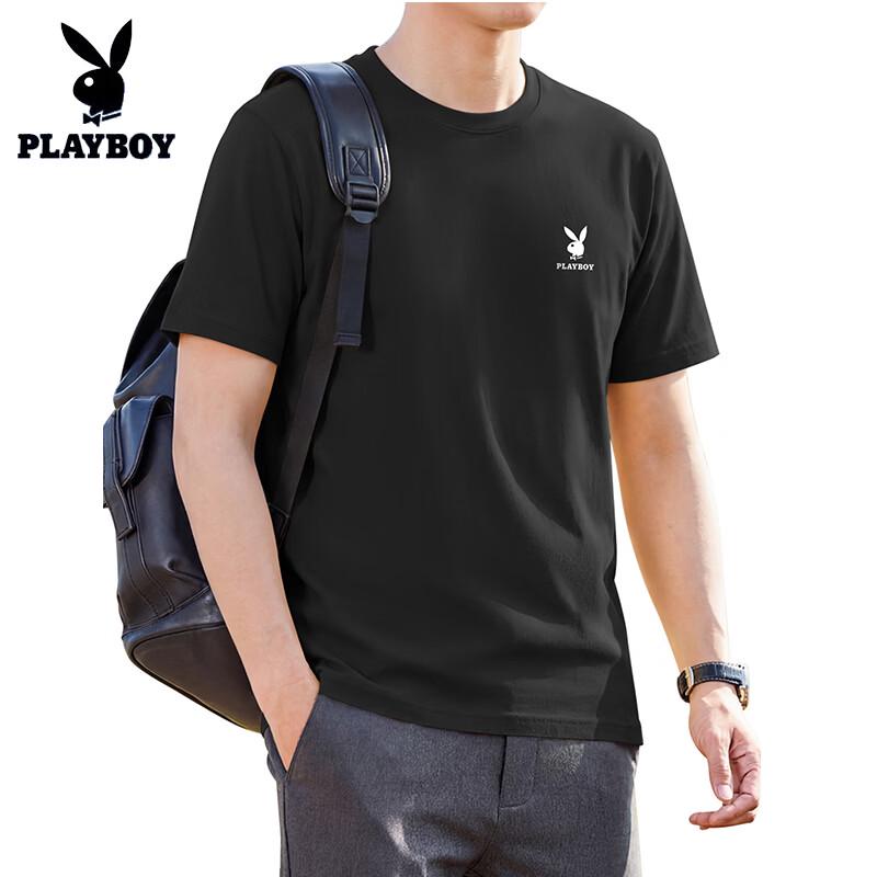PLAYBOY Herren Kurzarm-T-Shirt aus reiner Baumwolle
