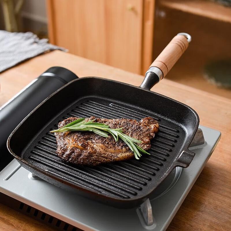 Mr. Jian 22cm Carbon Steel Striped Steak Frying Pan