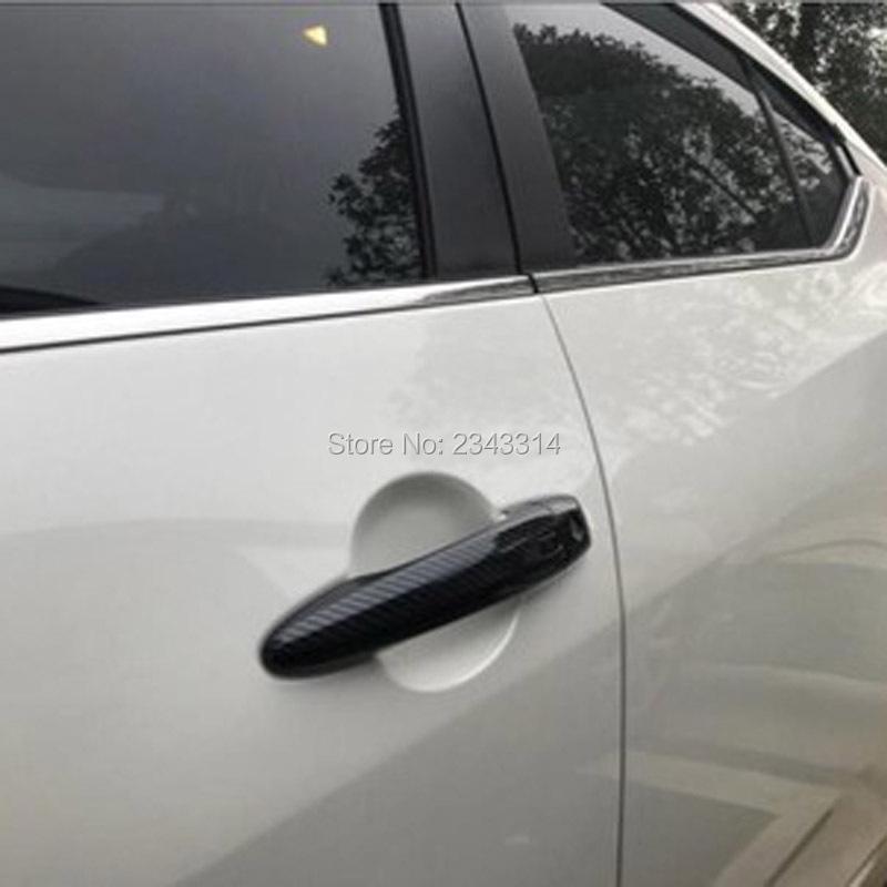 For Nissan JUKE F16   Luxurious Chrome Carbon Fiber Door Handle Covers protector Stickers Car Decal Styling Accessories