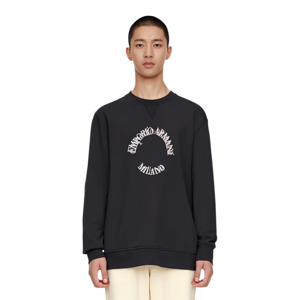 Emporio Armani Sweatshirts Men's Black Crew Neck Thickened Regular 6L1MC3-1JQNZ-0031