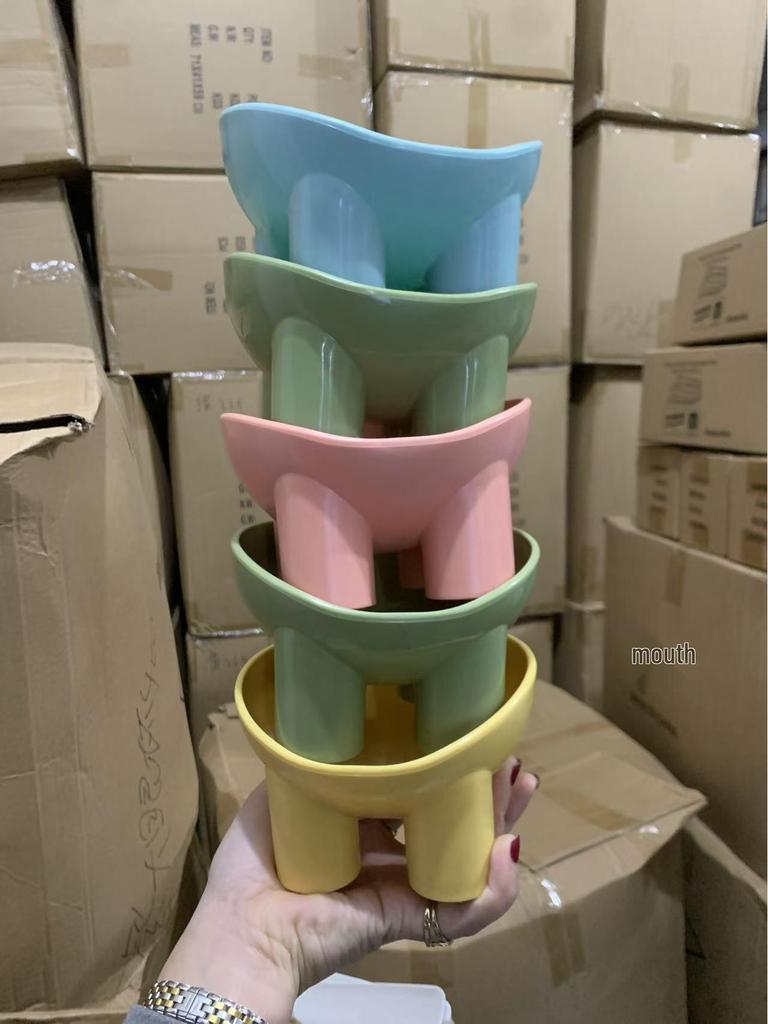 Pet Supplies Macaron Color Elephant Leg Bowl - Anti-Spill Slanted Mouth Cat Bowl with Neck Protection.