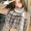 Autumn and Winter Scarf Women's 1116 New Korean Version of Simple Imitation Cashmere Plaid Warm Shawl Fashionable Versatile Fringed Scarf