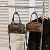 Vintage Top-handle Bags For Women Winter New Designer Handbags Luxury Retro Shoulder Cross Body Bag Mini Bowling Bags