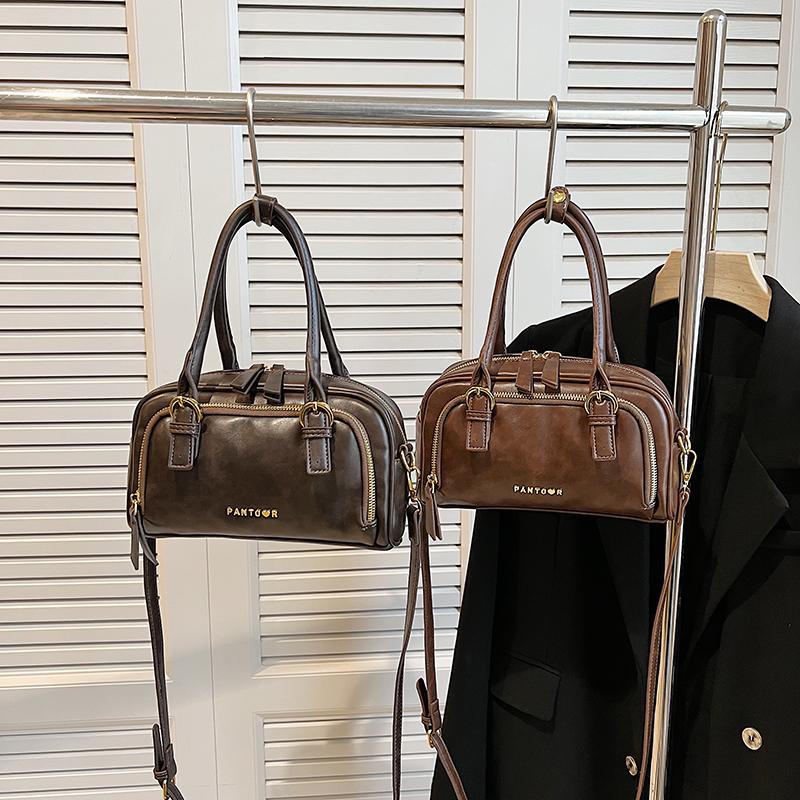 Vintage Top-handle Bags For Women Winter New Designer Handbags Luxury Retro Shoulder Cross Body Bag Mini Bowling Bags