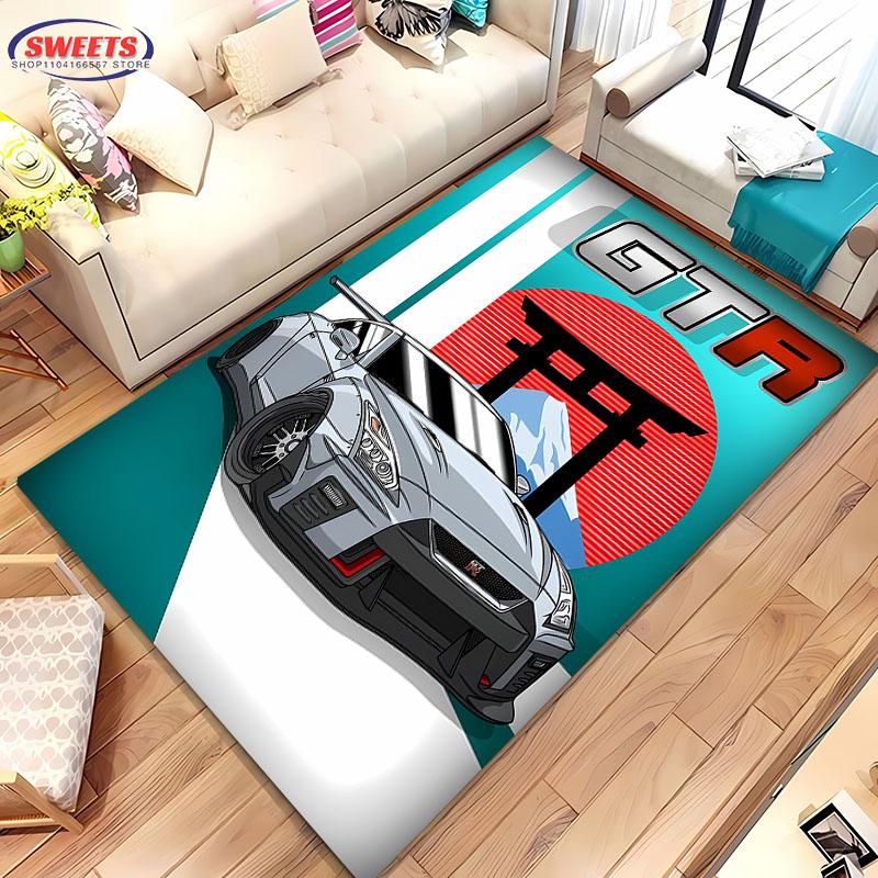 3D HD Printing Classic GTR Racing Car Area Rug,Carpet for Living Room Bedroom Sofa Doormat Decor Rug Non-slip Floor Mat Alfombra