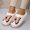 Pink Butterfly Winter Slippers Women Fashion Print Thicken Plush House Slippers Woman Indoor Non-Slip Keep Warm Cotton Slides