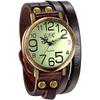 JewelryWe Antique Multi-Wrap Leather Band Watch Analog Display Quartz for Men, Women, Kids - Brown Color