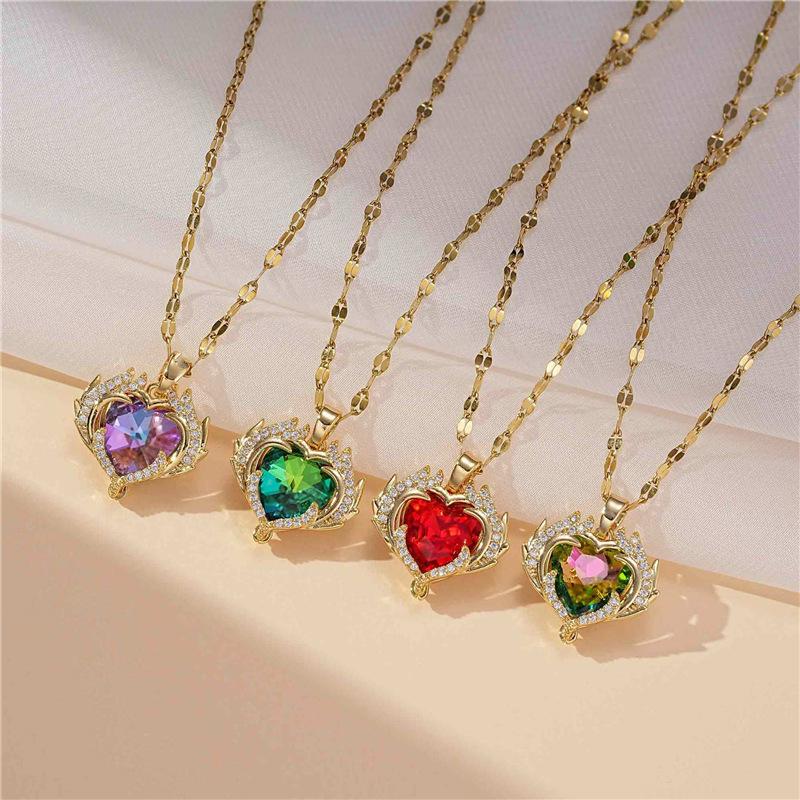 Luxury Design Heart Pendant Necklace For Women Fashion Crystal Charm Chain Choker Necklace Collar Girls Party Jewelry Gifts
