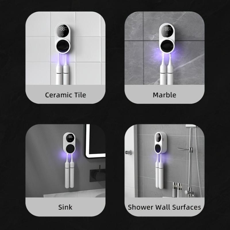 Smart Toothbrush Sanitizer Air Dryer with LED Screen USB-Powered Wall-Mounted Dental Device 24H Automatic Operation