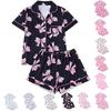 2026 Trendy Women's Bow Short-Sleeve Shirt & Pajama Set