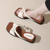 Summer New Fashion Korean Bow Wedge Slippers Female Retro Open-toed Fairy Wind Wearing Thick-soled Cool Slippers