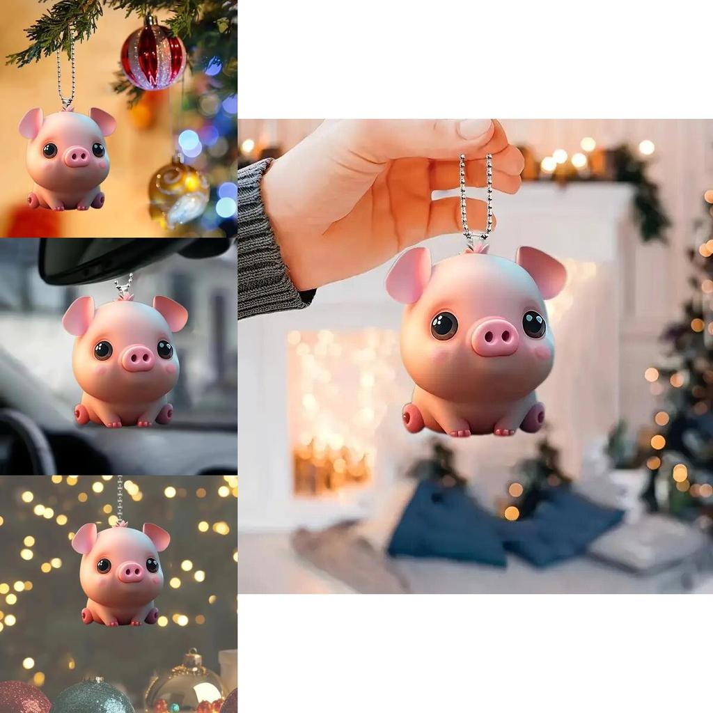 Cute Pig Acrylic Keychain Car Interior Decoration Pendant For Backpack Festive Gift