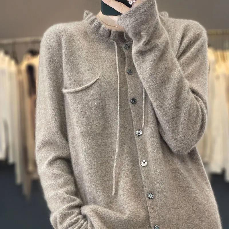 Sweaters Coat Cardigan for Women Winter Oversize Fleece Thickened Solid Color Loose Long Sleeve Knit Sweaters Coat