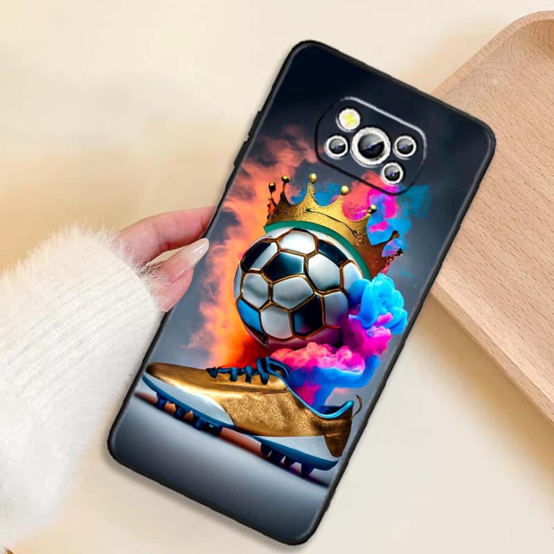 

Fashionable football cool For Xiaomi Mi Poco F3 F4 F5 F6 X3 X4 X5 X6 X7 M3 M4 M5 M6 M7 GT Pro 5G Black Phone Case Poco X5