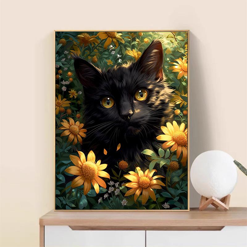 5d DIY Diamant Malerei Kreuzstich schwarze Katze gelbe Blume Diamant Stickerei Mosaik voller Runde Bohrer Home Decor