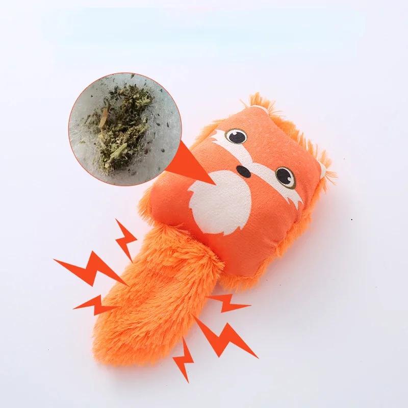 Cartoon Fox Shaped Cat Toy Cute Little Raccoon Squirrel Nibbling Toy Creative Cat Mint Cat Pillow