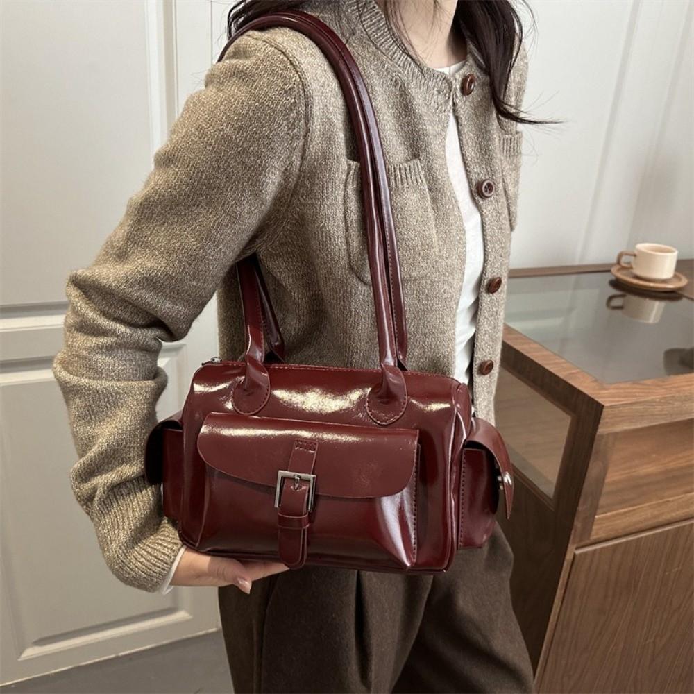New PU Shoulder Bag Large Capacity Retro Style Women Bag Portable Underarm Bag Women Fashion