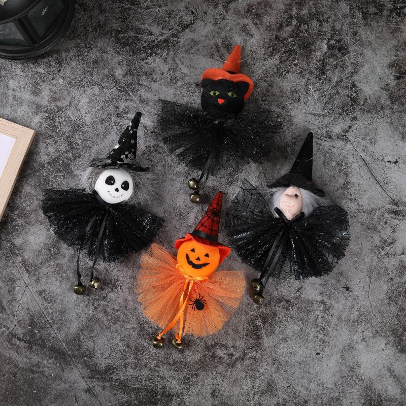Halloween Witch Ornament Crafts Doll Pumpkin Drop Ornaments with Bell Halloween Decoration for Home Halloween Decor Kids Gifts
