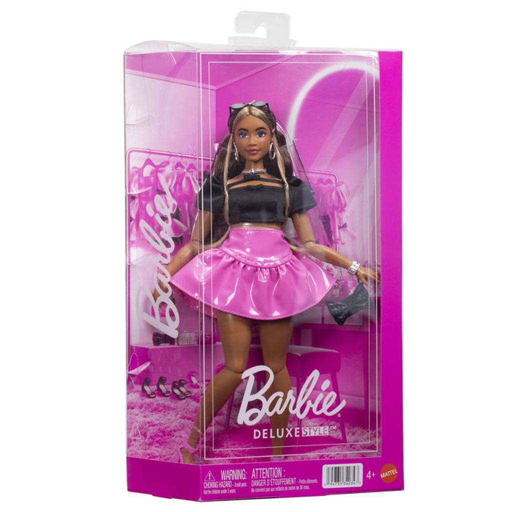 Poupée mannequin - Barbie - Deluxe Style jupe Barbiecore rose en vinyle - Accessoires inclus - Des 4 ans