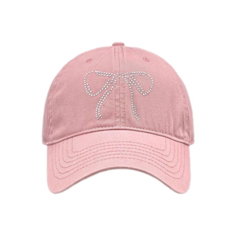

Кепки-бейсболки с бантом и стразами для девочек-подростков, летние весенние бейсболки, модные солнцезащитные шляпы для женщин, повседневные кепки для улицы розовый