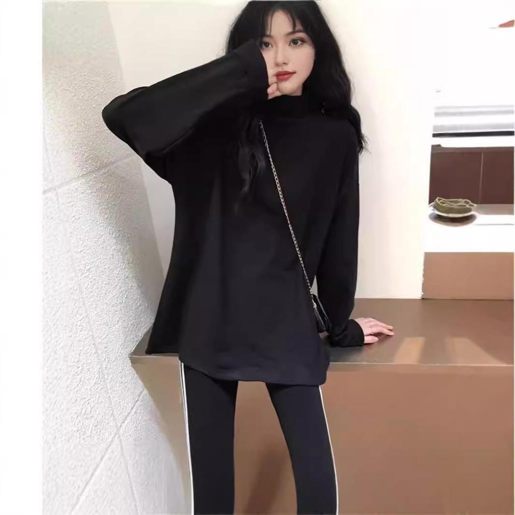 Women's 2024 Autumn/Winter Half Turtleneck Warm Loose Long Sleeve Top