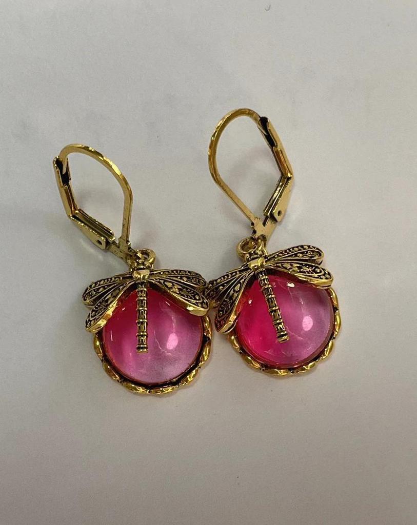 Vintage Dragonfly Moonstone Earrings for Women - Antique-Style Jewelry