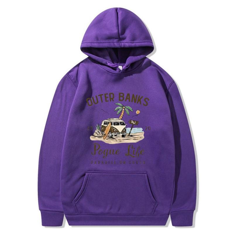 Outer Banks Pogue Life Printed Hooded Sweatshirt Men Loose Fit Fleece Pullover Fall