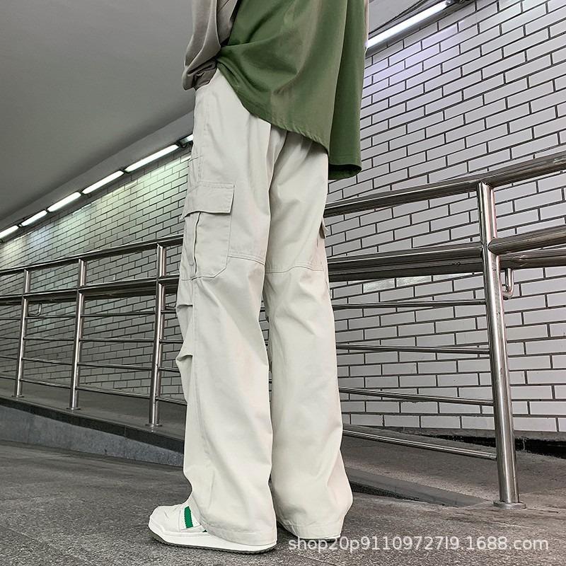 Early autumn thin paratrooper overalls men's autumn new loose straight boys casual multi-pocket pants